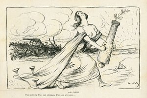 Illustration in Le Rire, 03/05/13 - Familiar Air - Balkans, Guns, Shells, Peace, First World War by Lucien Metivet