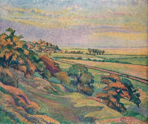 Rye from Cadborough, Sunset by Lucien Pissaro