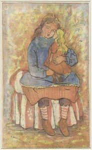 Girl with Doll by Lucien Pissarro