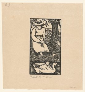 Girl and Two Ducks by Lucien Pissarro