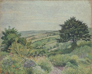 The Cottage Garden, Fishpond, 1915 by Lucien Pissarro