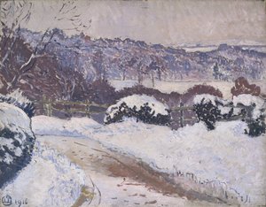 The Dorking Road, Coldharbour, in Snow by Lucien Pissarro