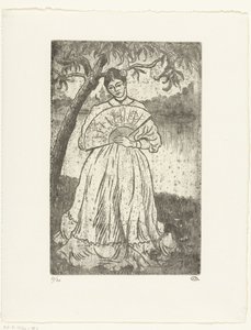 Woman with Fan by Lucien Pissarro