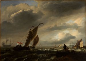 Slightly Agitated Sea with Ships by Ludolf Backhuysen