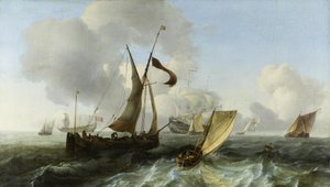 Slightly Rough Sea with Ships by Ludolf Backhuysen