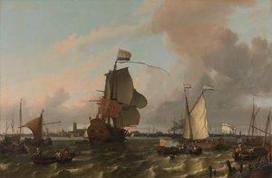The Man-of-War Brielle on the River Maas off Rotterdam
