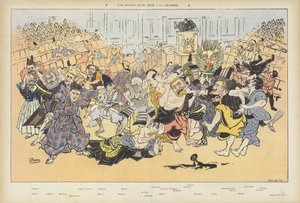 A Session of Ju-Jitsu in the Chamber. Illustration for Le Rire