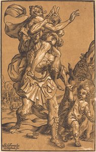 Aeneas Saving His Father from Troy by Ludwig Büsinck after Georges Lallemand