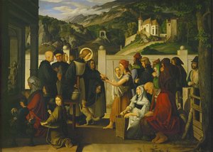 Saint Rochus distributing alms