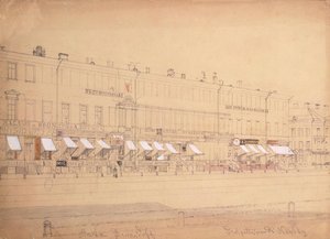 The Demidov Hotel at the Nevsky Prospekt in St. Petersburg, Mid 19th Century by Ludwig Premazzi