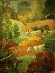 Cattle at the Watering Place by Ludwig von Hofmann