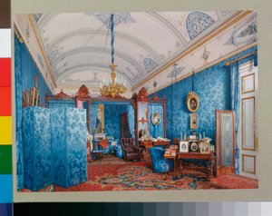 Interiors of the Winter Palace - The Dressing Room of Empress Maria Alexandrovna - Watercolour on Paper by Luigi Premazzi by Luigi Premazzi