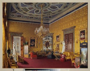 The Lyons Hall (The Yellow Drawing Room) of the Grand Palace of Tsarskoye Selo by Luigi Premazzi