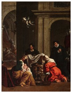 North Transept, Altar of San Rocco 1635-1645, Genovesino 1645, Birth of St. Rocco, Painted Lower Left by Luigi Miradori