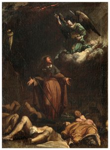North Transept, Altar of San Rocco (1635-45), San Rocco Gets the Cessation of the Plague (1645) by Luigi Miradori