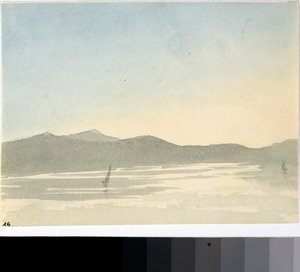 View of a lake at dawn by Luigi Garibbo