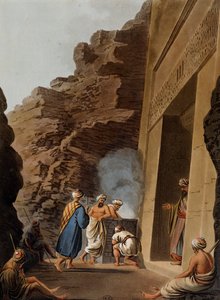 Entrance to burial chamber at Sphinx of Giza, engraving, by Luigi Mayer, from Views in Egypt, Palestine and Other Parts of Ottoman Empire by Luigi Mayer