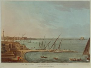 View of Alexandria with lighthouse, From Views of Egypt by Luigi Mayer