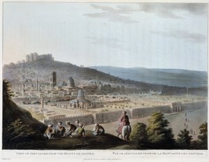 View of Jerusalem taken from Mount of Olives - engraving by Luigi Mayer