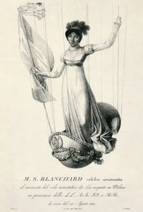 Portrait of French Balloonist Sophie Blanchard During Her Flight in Milan, Italy, 1811
