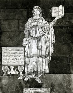 Paving (detail) depicting the Phrygian Sibyl by Luigi di Rugieri