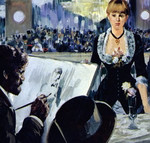 Manet painting the girl behind the bar at the Folies-Bergere by Luis Arcas Brauner