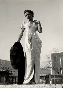 Model in evening dress created by the couture house 