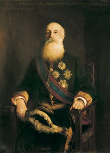 Portrait of Alejandro Pidal y Mon (1846-1913) Spanish politician member of the Catholic Union group. Painting by Luis Menendez Pidal (1861-1932) by Luis Menendez Pidal