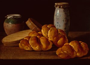 Still Life with Bread, Sweet Boxes, Honey Pot and Ceramic Jar