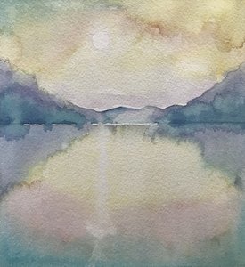 Pastel Mountain Lake by Luisa Millicent