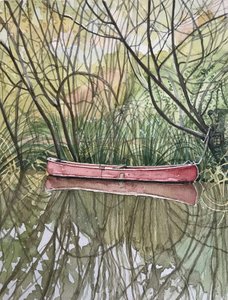 Red Canoe Reflections by Luisa Millicent