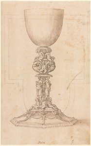 Design for a Chalice (recto) Architectural Plan (verso) by Luzio Romano