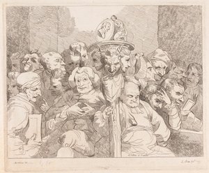 Literary Characters Assembled around the Medallion of Shakespeare