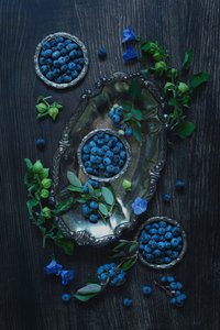 Blueberries on Silver