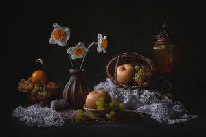 Daffodils Fruit Still Life