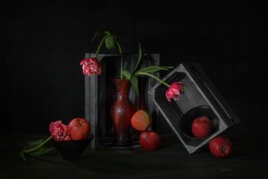 Dark Floral Apples