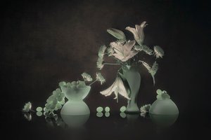 Glowing Lilies and Grapes