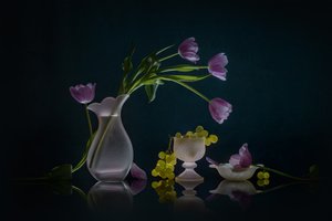 Glowing Tulips and Grapes