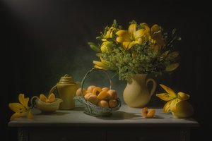 Golden Lilies and Apricots