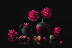 Moody Dahlias and Plums by Lydia Jacobs