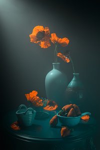 Moody Poppies and Strawberries