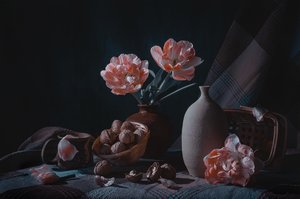 Moody Still Life Tulips