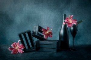 Moody Wine and Lilies