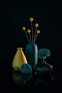 Moody Yellow and Teal Still Life