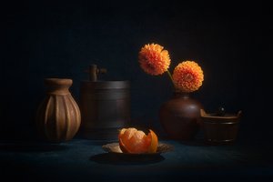 Orange Dahlia Still Life
