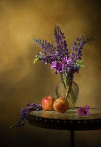 Vibrant Lupines and Apples