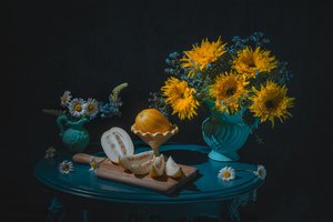 Vibrant Sunflowers and Melon