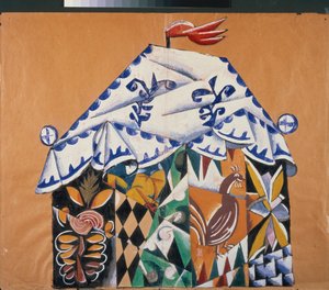 Sketch of the Curtain for the Play The Priest and His Servant Balda by Alexander Pushkin by Lyubov Sergeevna Popova