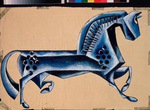 The Blue Horse. Sketch for the Play The Priest and His Servant Balda by Alexander Pushkin by Lyubov Sergeevna Popova