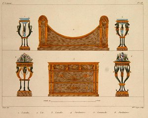 Furniture designs, engraved by Mme Soyer, plate 28 from 